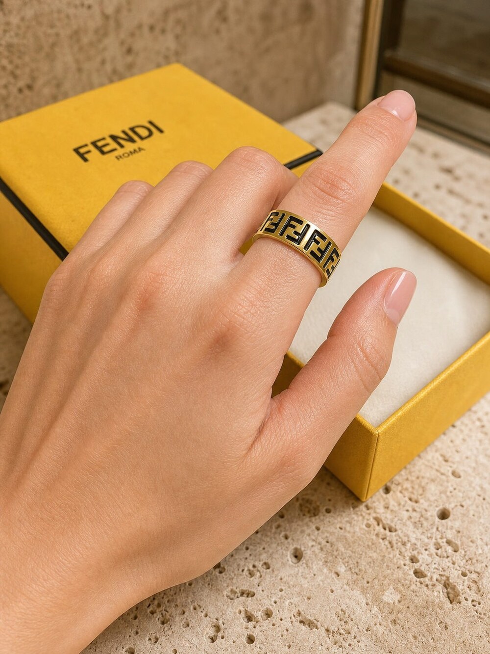 Fendi Modern Designer Ring Style 2 | New with Box - Picture 8 of 9